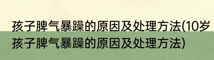 孩子脾气暴躁的原因及处理方法(10岁孩子脾气暴躁的原因及处理方法)