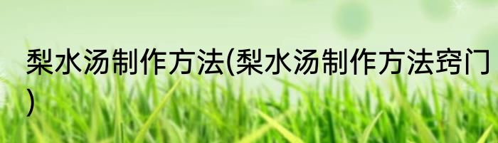 梨水汤制作方法(梨水汤制作方法窍门)