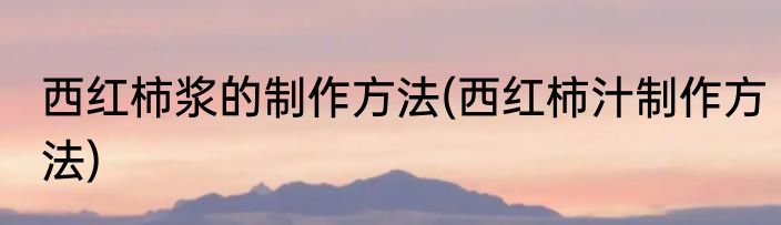 西红柿浆的制作方法(西红柿汁制作方法)