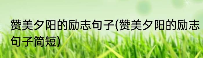 赞美夕阳的励志句子(赞美夕阳的励志句子简短)