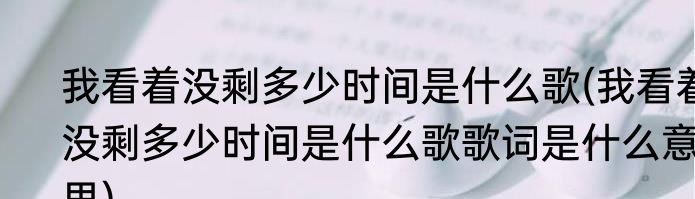 我看着没剩多少时间是什么歌(我看着没剩多少时间是什么歌歌词是什么意思)