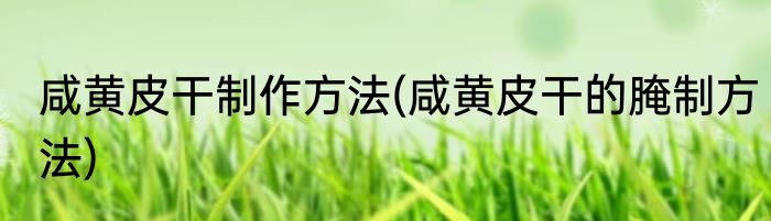 咸黄皮干制作方法(咸黄皮干的腌制方法)