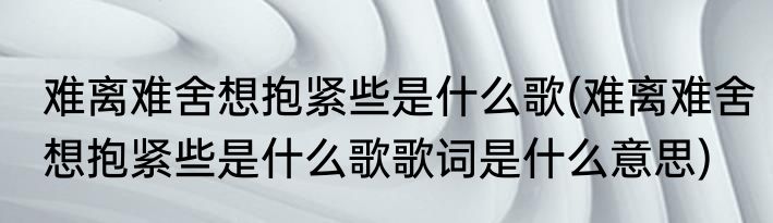 难离难舍想抱紧些是什么歌(难离难舍想抱紧些是什么歌歌词是什么意思)