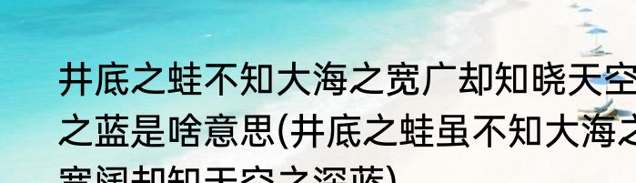 井底之蛙不知大海之宽广却知晓天空之蓝是啥意思(井底之蛙虽不知大海之宽阔却知天空之深蓝)