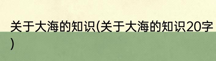 关于大海的知识(关于大海的知识20字)