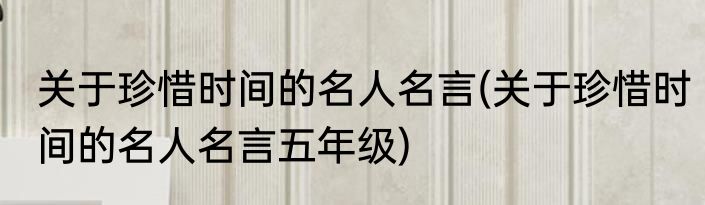 关于珍惜时间的名人名言(关于珍惜时间的名人名言五年级)