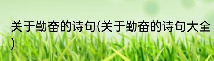 关于勤奋的诗句(关于勤奋的诗句大全)