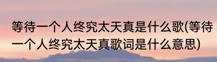 等待一个人终究太天真是什么歌(等待一个人终究太天真歌词是什么意思)