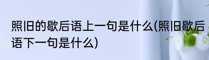 照旧的歇后语上一句是什么(照旧歇后语下一句是什么)