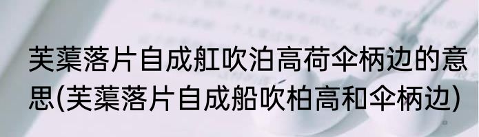 芙蕖落片自成舡吹泊高荷伞柄边的意思(芙蕖落片自成船吹柏高和伞柄边)
