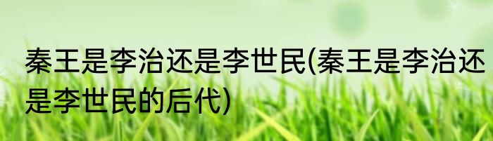秦王是李治还是李世民(秦王是李治还是李世民的后代)