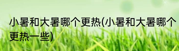 小暑和大暑哪个更热(小暑和大暑哪个更热一些)