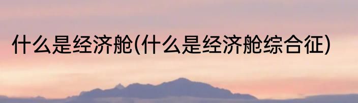 什么是经济舱(什么是经济舱综合征)