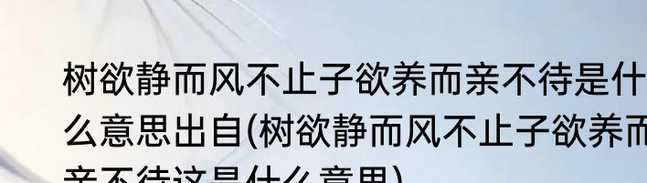 树欲静而风不止子欲养而亲不待是什么意思出自(树欲静而风不止子欲养而亲不待这是什么意思)