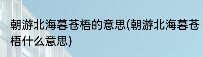 朝游北海暮苍梧的意思(朝游北海暮苍梧什么意思)