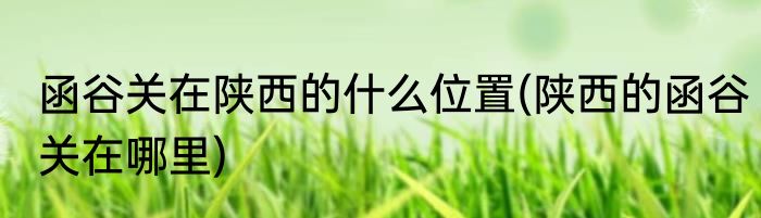 函谷关在陕西的什么位置(陕西的函谷关在哪里)