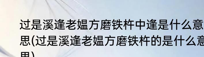 过是溪逢老媪方磨铁杵中逢是什么意思(过是溪逢老媪方磨铁杵的是什么意思)