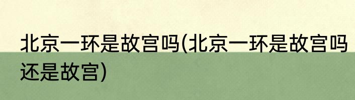 北京一环是故宫吗(北京一环是故宫吗还是故宫)