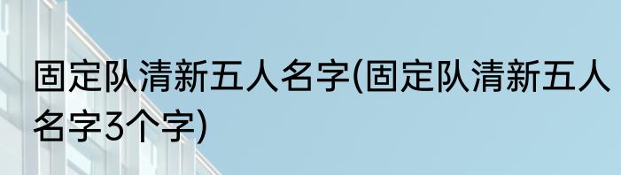 固定队清新五人名字(固定队清新五人名字3个字)