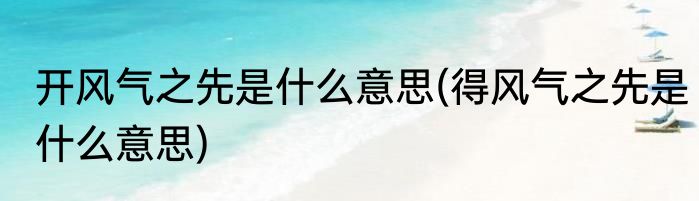 开风气之先是什么意思(得风气之先是什么意思)