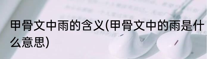 甲骨文中雨的含义(甲骨文中的雨是什么意思)