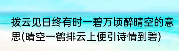 拨云见日终有时一碧万顷醉晴空的意思(晴空一鹤排云上便引诗情到碧)