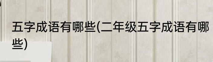 五字成语有哪些(二年级五字成语有哪些)