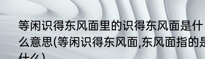 等闲识得东风面里的识得东风面是什么意思(等闲识得东风面,东风面指的是什么)