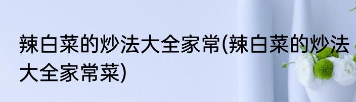 辣白菜的炒法大全家常(辣白菜的炒法大全家常菜)