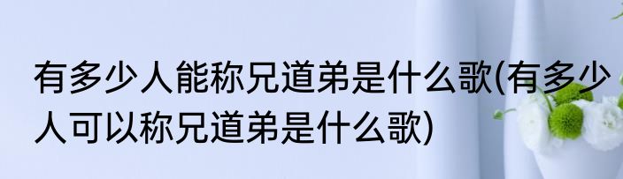有多少人能称兄道弟是什么歌(有多少人可以称兄道弟是什么歌)