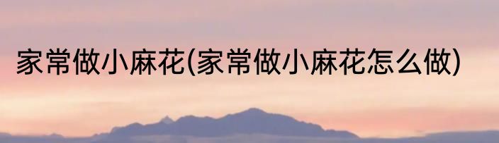 家常做小麻花(家常做小麻花怎么做)