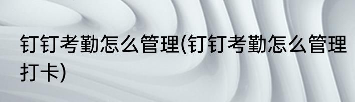 钉钉考勤怎么管理(钉钉考勤怎么管理打卡)