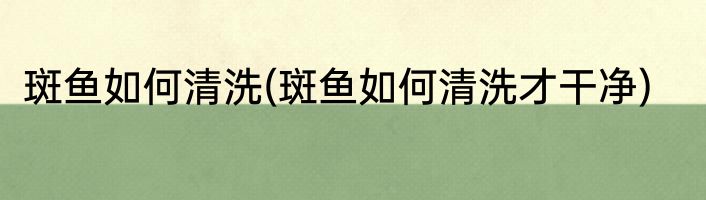 斑鱼如何清洗(斑鱼如何清洗才干净)