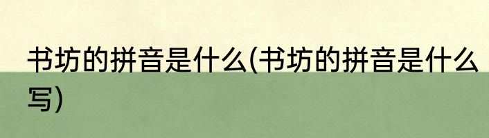 书坊的拼音是什么(书坊的拼音是什么写)