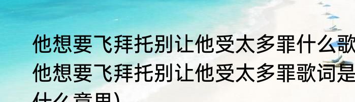 他想要飞拜托别让他受太多罪什么歌(他想要飞拜托别让他受太多罪歌词是什么意思)