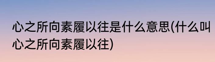 心之所向素履以往是什么意思(什么叫心之所向素履以往)