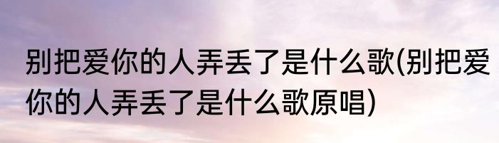 别把爱你的人弄丢了是什么歌(别把爱你的人弄丢了是什么歌原唱)