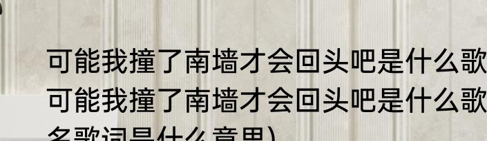 可能我撞了南墙才会回头吧是什么歌(可能我撞了南墙才会回头吧是什么歌名歌词是什么意思)