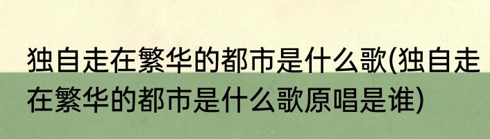 独自走在繁华的都市是什么歌(独自走在繁华的都市是什么歌原唱是谁)