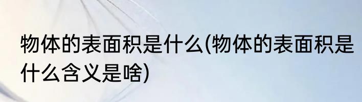 物体的表面积是什么(物体的表面积是什么含义是啥)