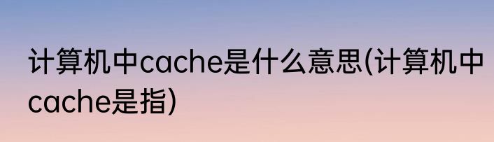 计算机中cache是什么意思(计算机中cache是指)