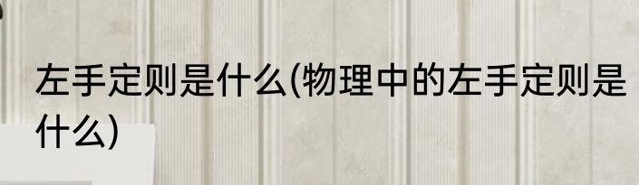 左手定则是什么(物理中的左手定则是什么)