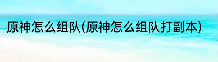 原神怎么组队(原神怎么组队打副本)