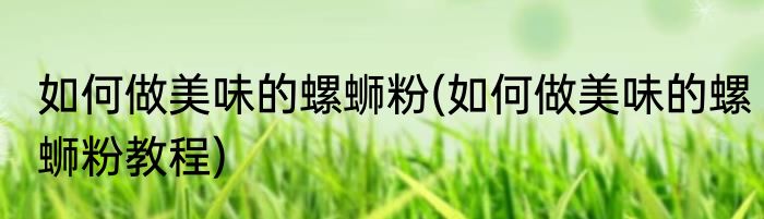 如何做美味的螺蛳粉(如何做美味的螺蛳粉教程)