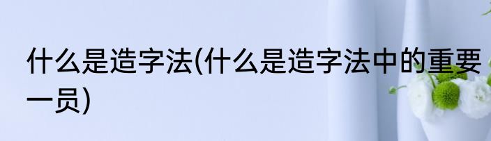 什么是造字法(什么是造字法中的重要一员)