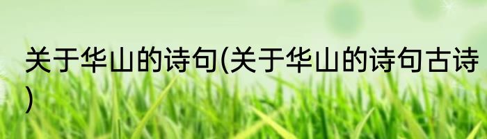 关于华山的诗句(关于华山的诗句古诗)