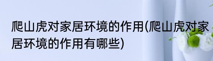 爬山虎对家居环境的作用(爬山虎对家居环境的作用有哪些)