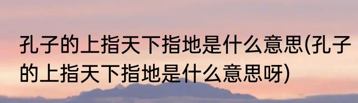 孔子的上指天下指地是什么意思(孔子的上指天下指地是什么意思呀)