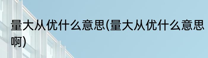 量大从优什么意思(量大从优什么意思啊)