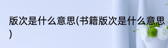 版次是什么意思(书籍版次是什么意思)